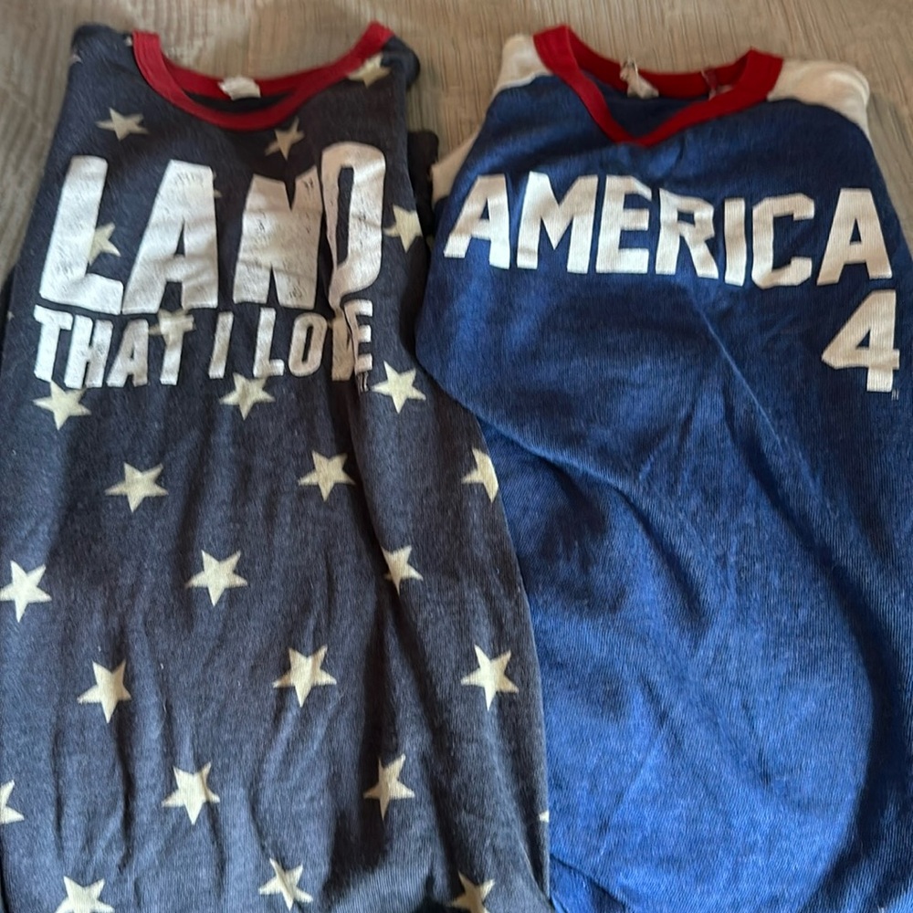 Two American 🇺🇸 themed t-shirts. Jagged little edge brand. Size medium.